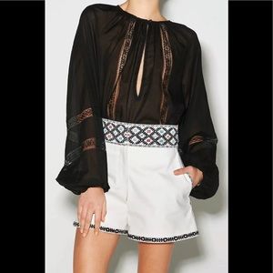 Talitha lace trimmed Black cotton blouse